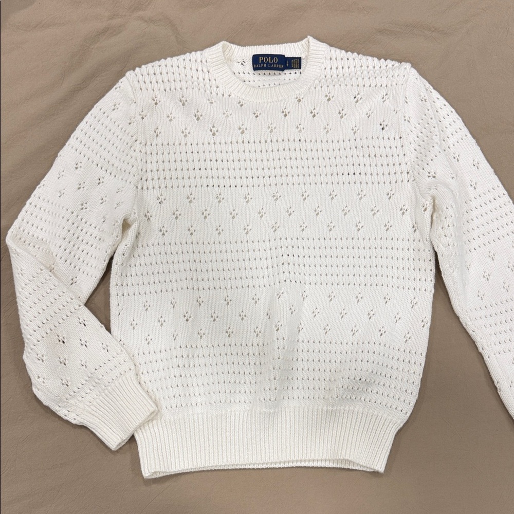 Polo by Ralph Lauren Ivory/white cotton Knit Crewneck Sweater